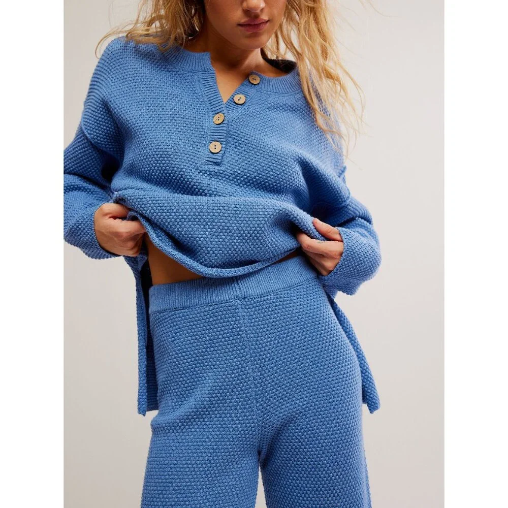 Free People Blue Knit Jumpsuit - Picture 2 of 7
